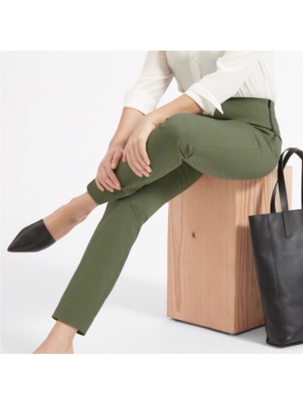 Everlane Side Zip Work Ankle Pant Surplus Green Sz 4